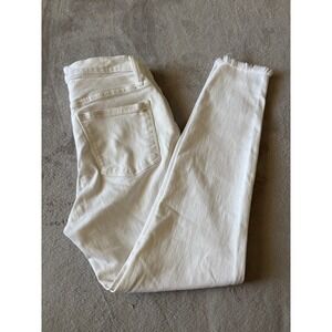 Madewell White Jeans High Rise‎ Button Fly Frayed Hem Crop Denim Size 27